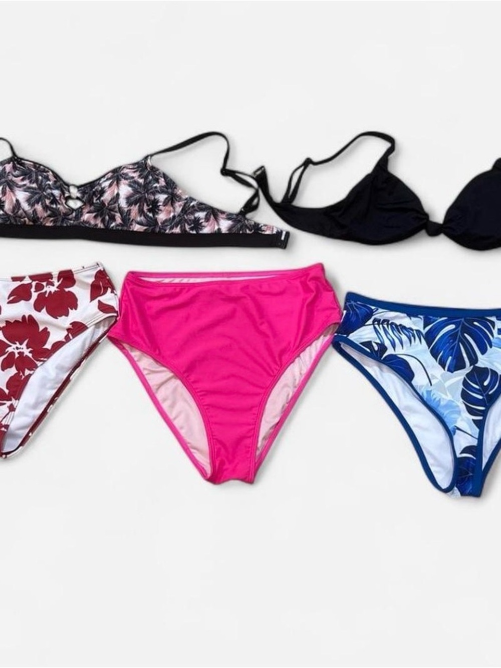 Andie High-Waist Bikini Bottoms in Bright Pink.Size: 4-6